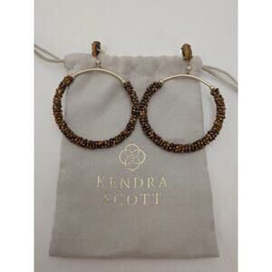 KENDRA SCOTT RUSSELL TIGER EYE GOLD HOOP PIERCED EARRINGS!!!